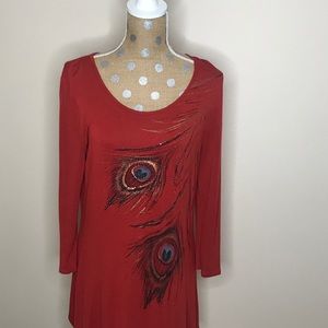 BLEU Orange / Rust 3/4 Sleeve Tunic - Small